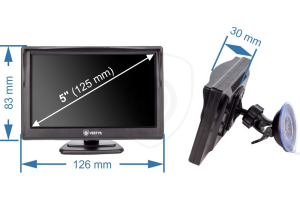 Stojanový monitor do auta 5″ pre napojenie cúvacej kamery a videoprehrávača