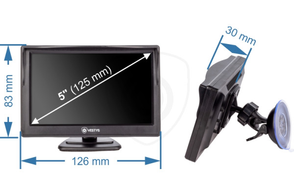 Stojanový monitor do auta 5″ Stojanový monitor do auta 5″ pre napojenie cúvacej kamery a videoprehrávača