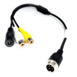 Redukcia 4-PIN samec / 2x RCA samica + DC napájanie samica