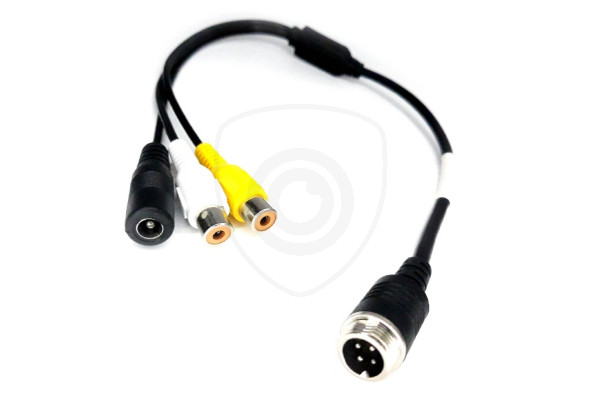 Redukcia 4-PIN samec / 2x RCA samica + DC napájanie samica