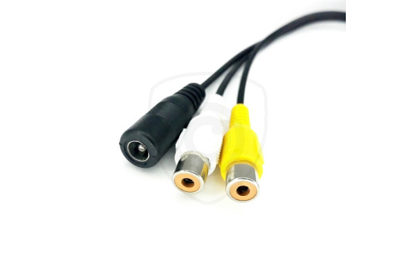 Redukcia 4-PIN samec / 2x RCA samica + DC napájanie samica