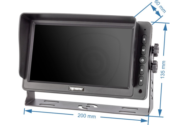 rozmery monitora Vestys AHD 7 palcov ku kamere do vozidla