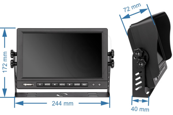 monitor ahd 9 palcov quad ku kamere rozmery