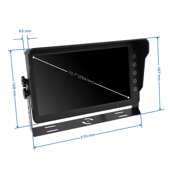 AHD monitor 10,1 palca pre 6 kamier rozmery