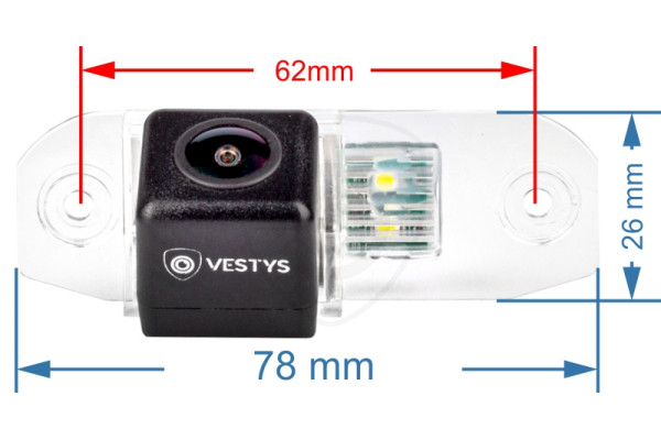 rozmer cúvacej kamery pre Volvo S40, S60, S80, V50, V60, V70, XC60, XC70, XC90 a C70