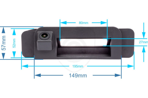 cúvacia kamera Mercedes-Benz CLA (C117) a C (W205) v rukoväti kufra - rozmery