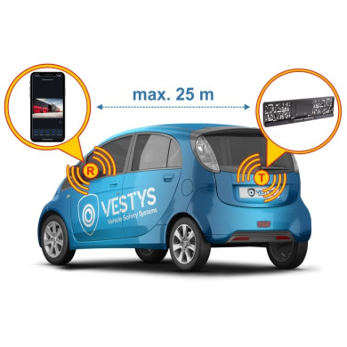 Držiak ŠPZ s bezdrôtovou solárnou cúvacou kamerou s pripojením na mobilný telefón