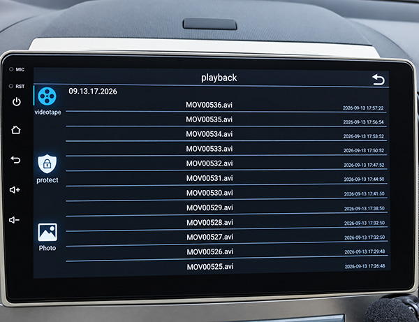 Menu aplikácie so zoznamom nahrávok na Android rádiu