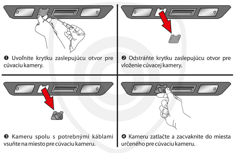 inštalácia cúvacej kamery v originálnom výreze